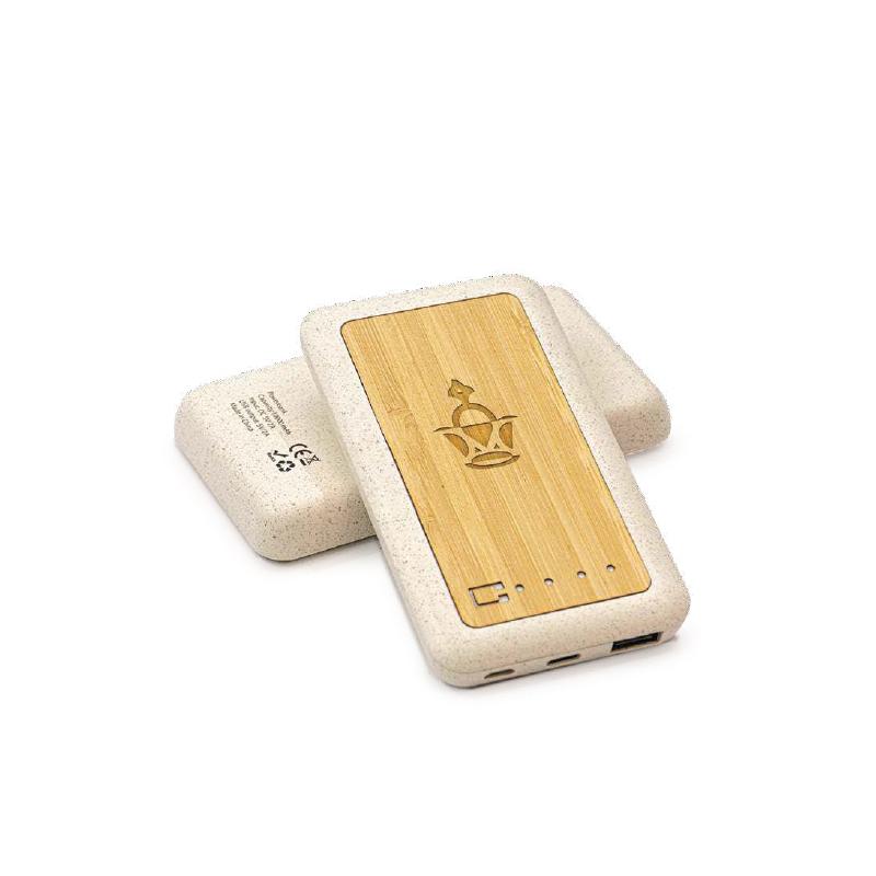 Wheat Straw-Bamboo Powerbank with Logo